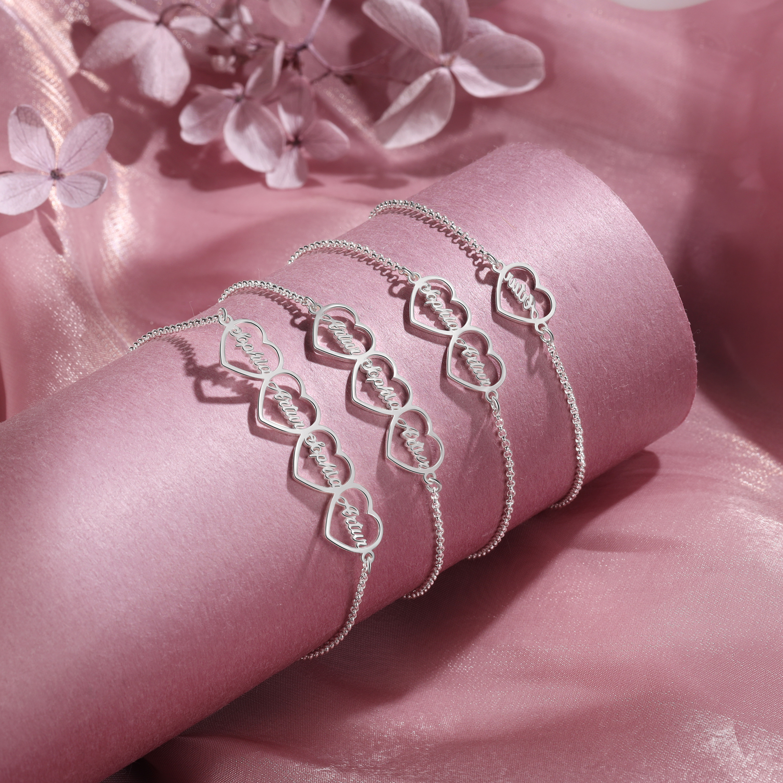 1 Name - Personalised Heart Bracelet Custom Name Bracelets Birthday Valentine's Day Gift For Her-Jessemade AU