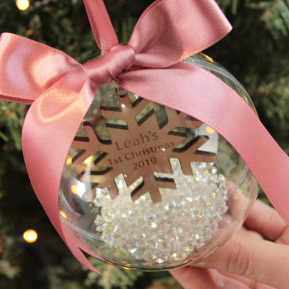 Personalised Snowflake Ball Ornament Custom 1st Christmas Bauble Gifts-Jessemade AU