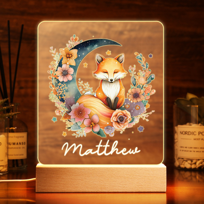 Personalised Fox Night Light Custom Name LED Night Light Nursery Home Decor Gifts For Kids-Jessemade AU