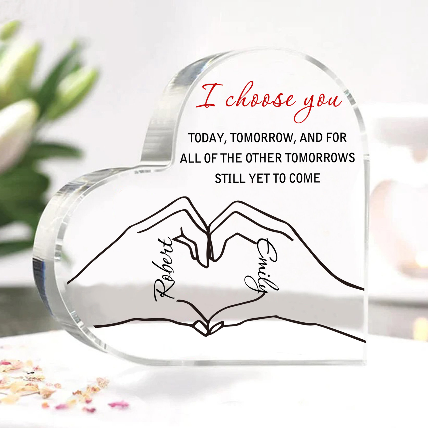 Personalised Couple Acrylic Heart Keepsake Custom 2 Names Ornament Valentine's Day Gift for Wife/Husband-Jessemade AU
