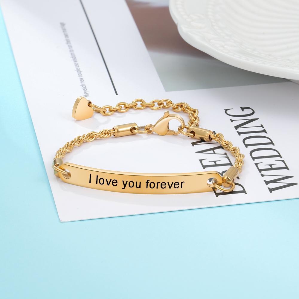 Adjustable Engraving Name Or Text Tiny Bracelet-Jessemade AU