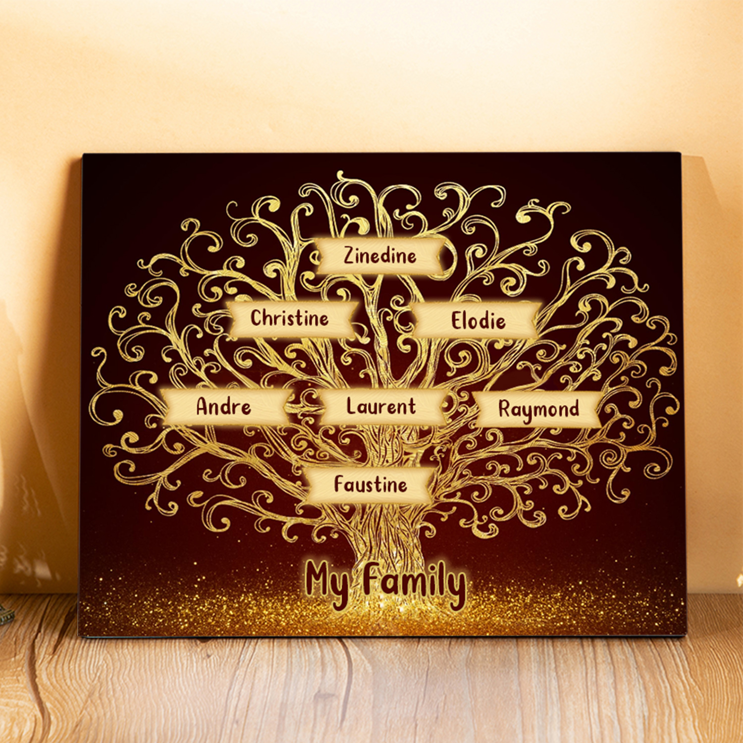 7 Names - Personalised Family Tree Wooden Plaque Custom Text Home Decor Gifts for Mother/Grandma-Jessemade AU