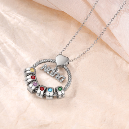 6 Names - Personalised Nana Necklace Custom Names & Birthstones Circle Pendant Necklace Gift for Grandma Nana-Jessemade AU