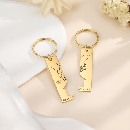 Personalised Couple Keychain Custom 2 Letters & 2 Dates Keyring Valentine's Day Anniversary Gift for Boyfriend/Girlfriend-Jessemade AU
