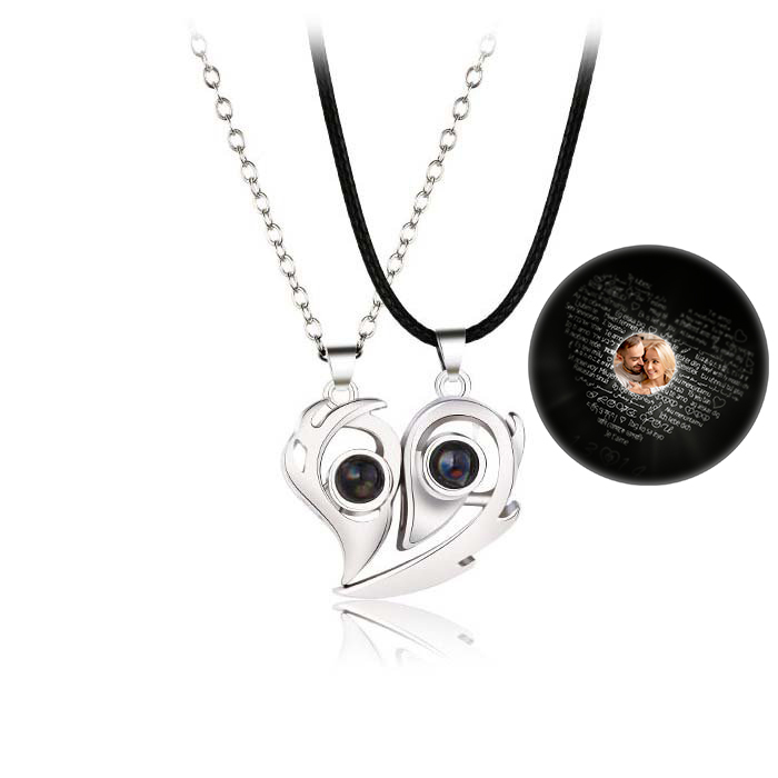 Personalised 100 Languages "I Love You" Heart Projection Necklace Custom Photo Gifts For Her-Jessemade AU