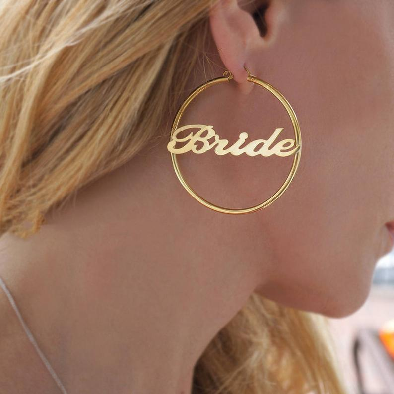 Personalised Name Hoop Earrings for Her-Jessemade AU