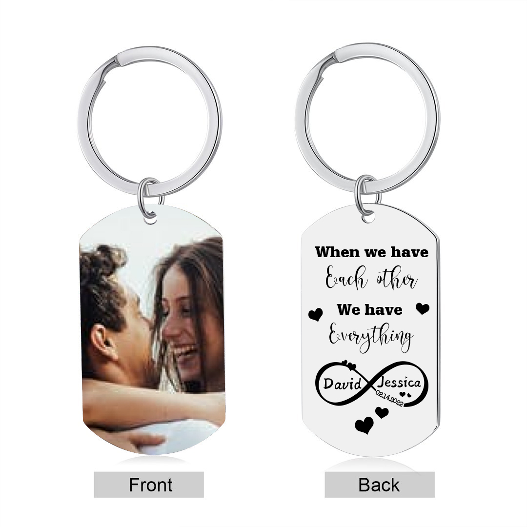 Couple Photo Keychain Custom 2 Names & Date Keyring Infinity Couples Gift - When We Have Each Other, We Have Everything-Jessemade AU
