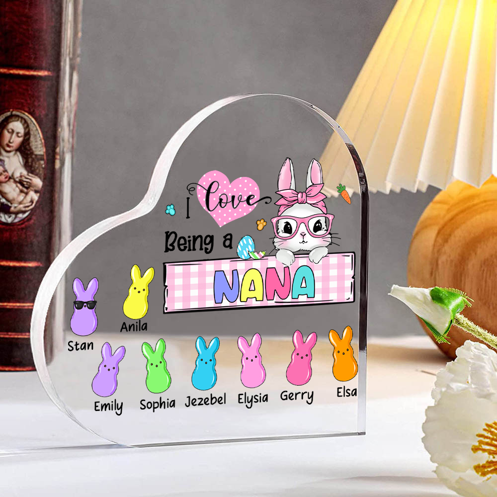 9 Names - Personalised Acrylic Heart Keepsake Custom Names Bunny Ornaments Gifts for Grandma/Mother-Jessemade AU