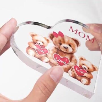 Personalised Acrylic Heart Keepsake Custom 2–9 Names Teddy Bear Ornaments Gifts for Grandma/Mum-Jessemade AU