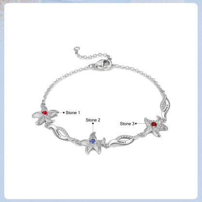 Personalised Women's Bracelet Custom 3 Birthstones Bracelet Starfish Adjustable Bracelet Mother's Day Gift for Her-Jessemade AU