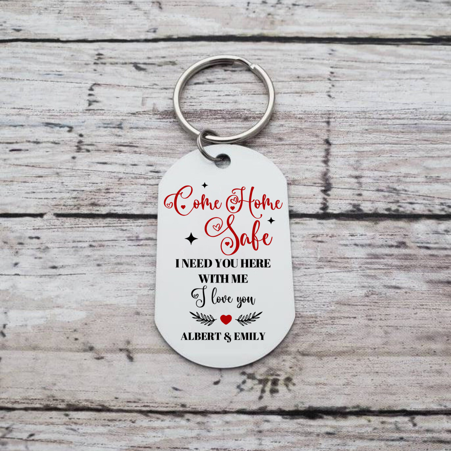 Personalised Couple Photo Keychain Customised 2 Names Keyring Valentine's Day Gifts - Come Home Safe, I Need You Here With Me-Jessemade AU