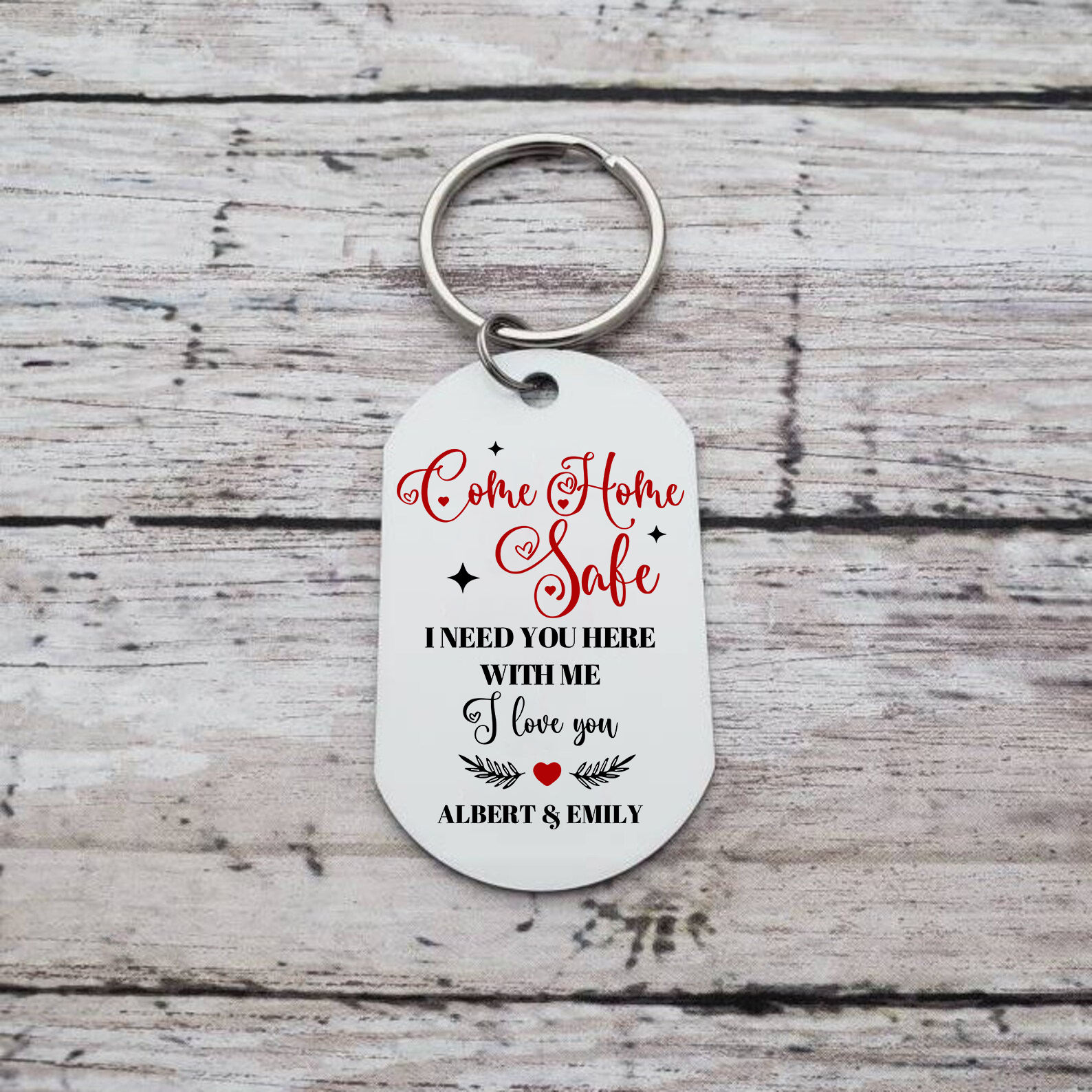 Personalised Couple Photo Keychain Customised 2 Names Keyring Valentine's Day Gifts - Come Home Safe, I Need You Here With Me-Jessemade AU