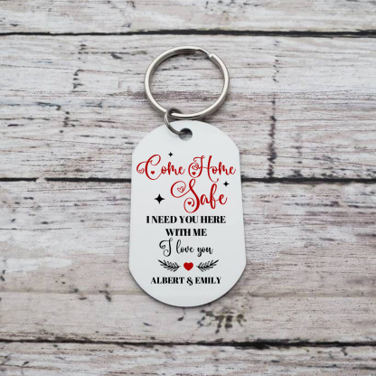 Personalised Couple Photo Keychain Customised 2 Names Keyring Valentine's Day Gifts - Come Home Safe, I Need You Here With Me-Jessemade AU