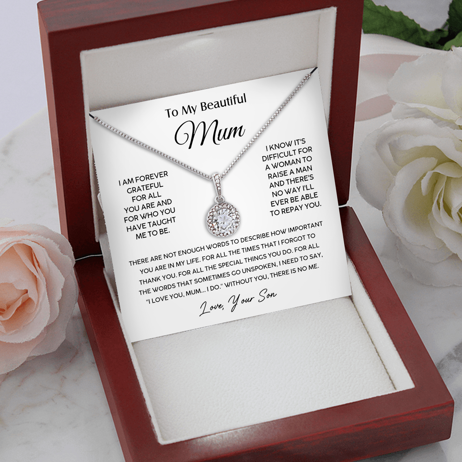 To My Beautiful Mum Necklace Mother's Day Gift Set - I Am Forever Grateful For All You Are And For Who You Have Taught Me Το Be-Jessemade AU