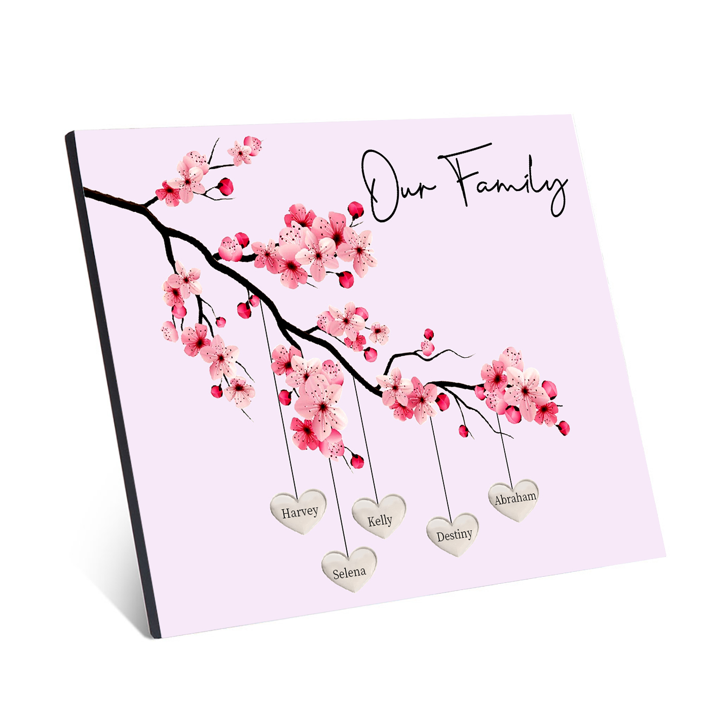 Personalised Plum Blossom Family Tree Picture Board Keepsake Wood Signs Photo Frame Engrave 5 Names-Jessemade AU