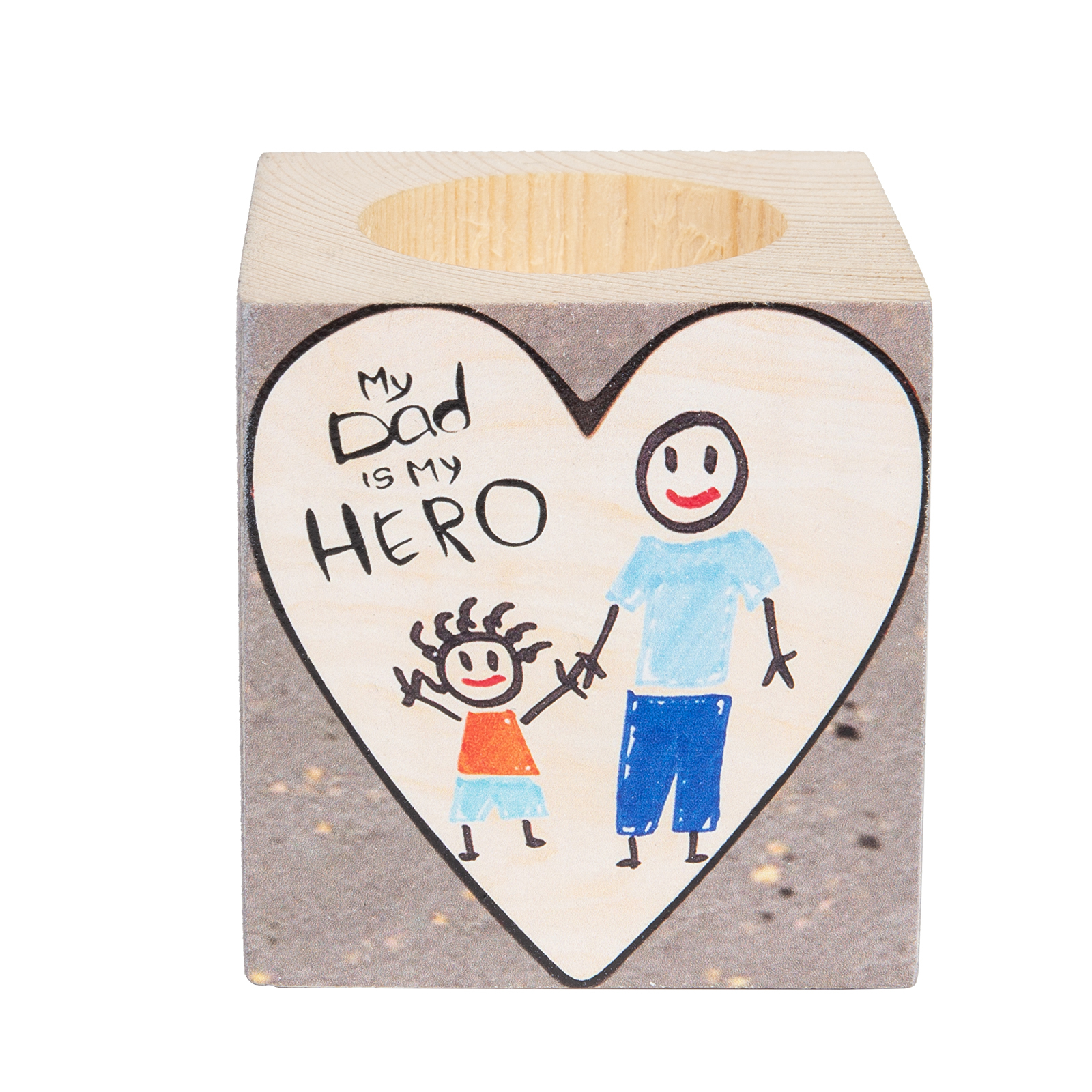 Personalised Graffiti Block Candle Holder My Dad is My Hero Wooden Candlesticks-Jessemade AU