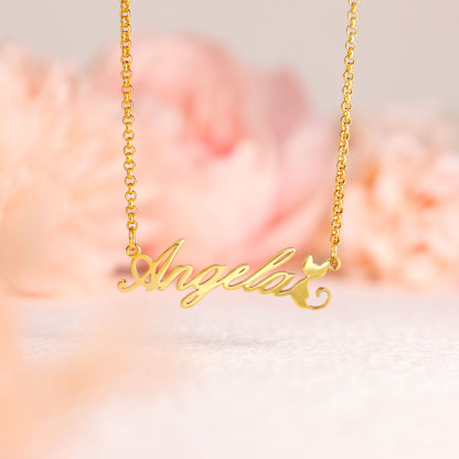 Personalised Cat Necklace Custom 1 Name Necklace Gift For Women-Jessemade AU