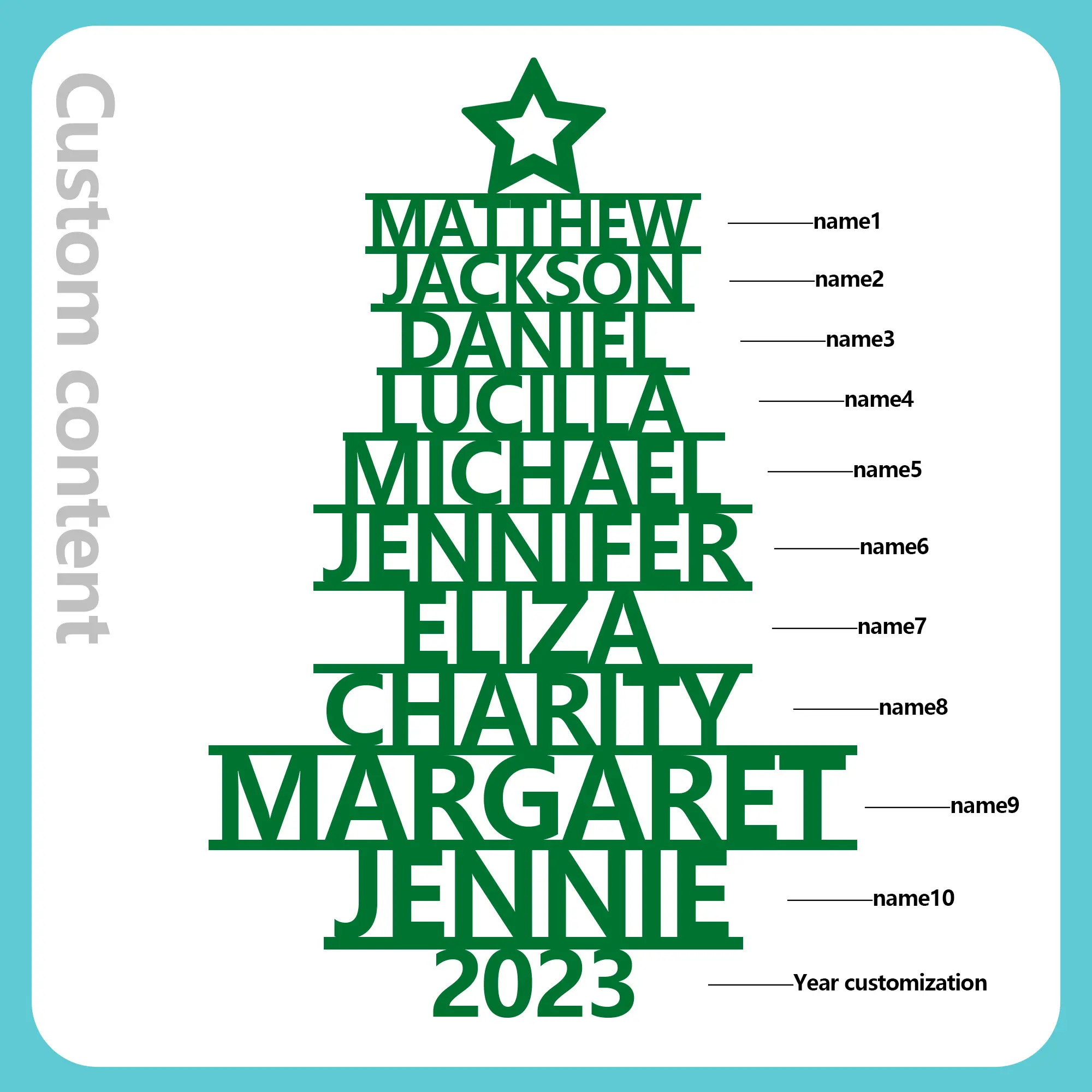 10 Names - Personalised Christmas Tree Ornaments Customised Name Xmas Wooden Decor Gifts for Family Friends-Jessemade AU