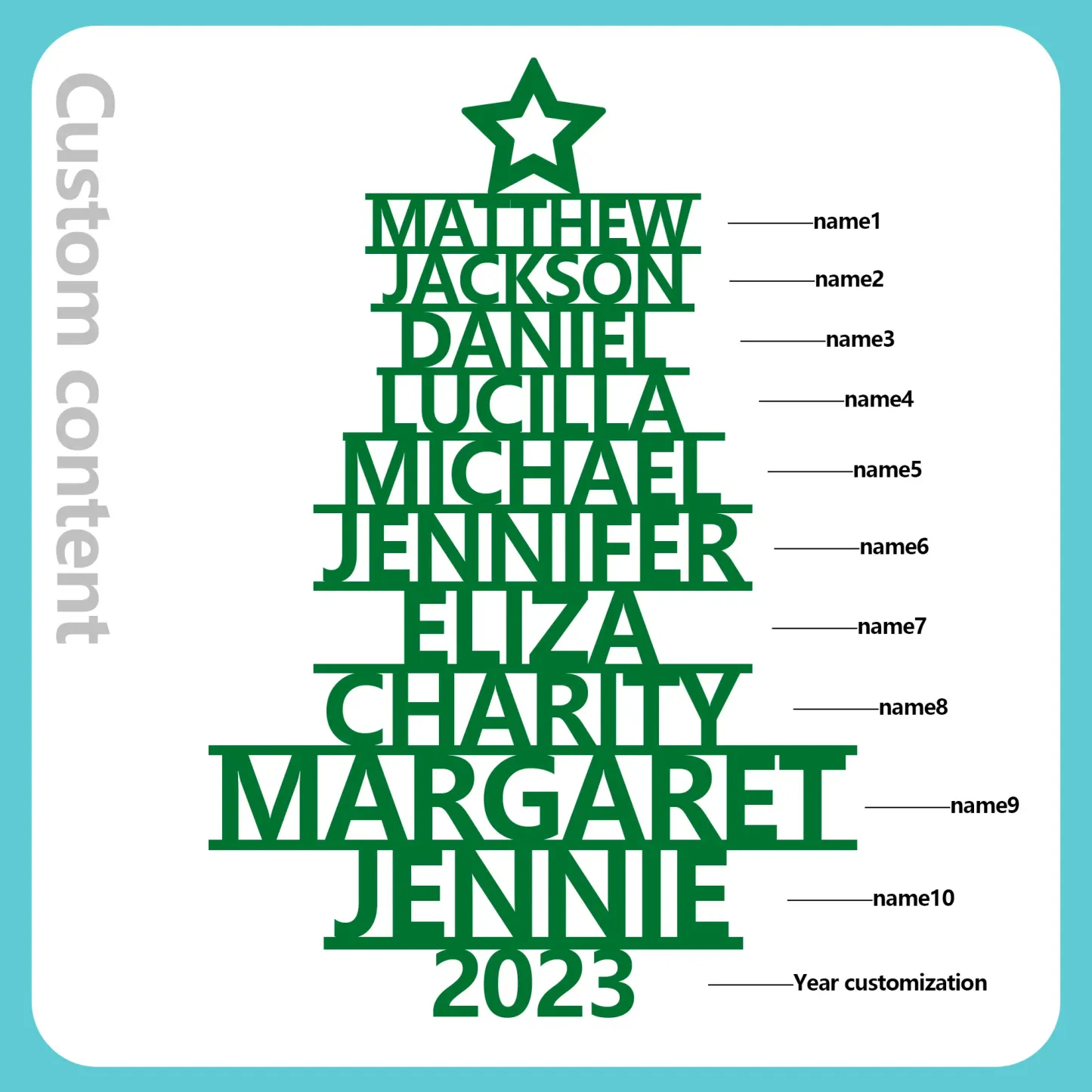 10 Names - Personalised Christmas Tree Ornaments Customised Name Xmas Wooden Decor Gifts for Family Friends-Jessemade AU