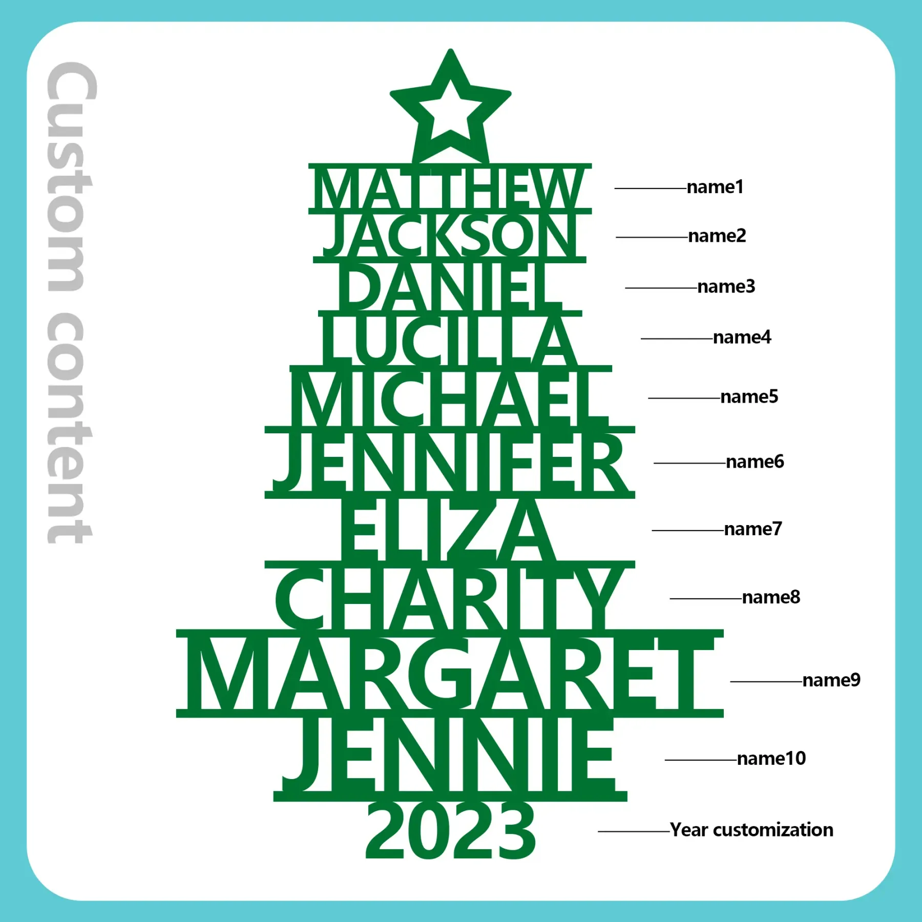 10 Names - Personalised Christmas Tree Ornaments Customised Name Xmas Wooden Decor Gifts for Family Friends-Jessemade AU