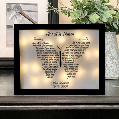 Personalised Butterfly Frame As I Sit in Heaven Lighted Shadow Box Memorial Gifts-Jessemade AU