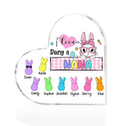 9 Names - Personalised Acrylic Heart Keepsake Custom Names Bunny Ornaments Gifts for Grandma/Mother-Jessemade AU