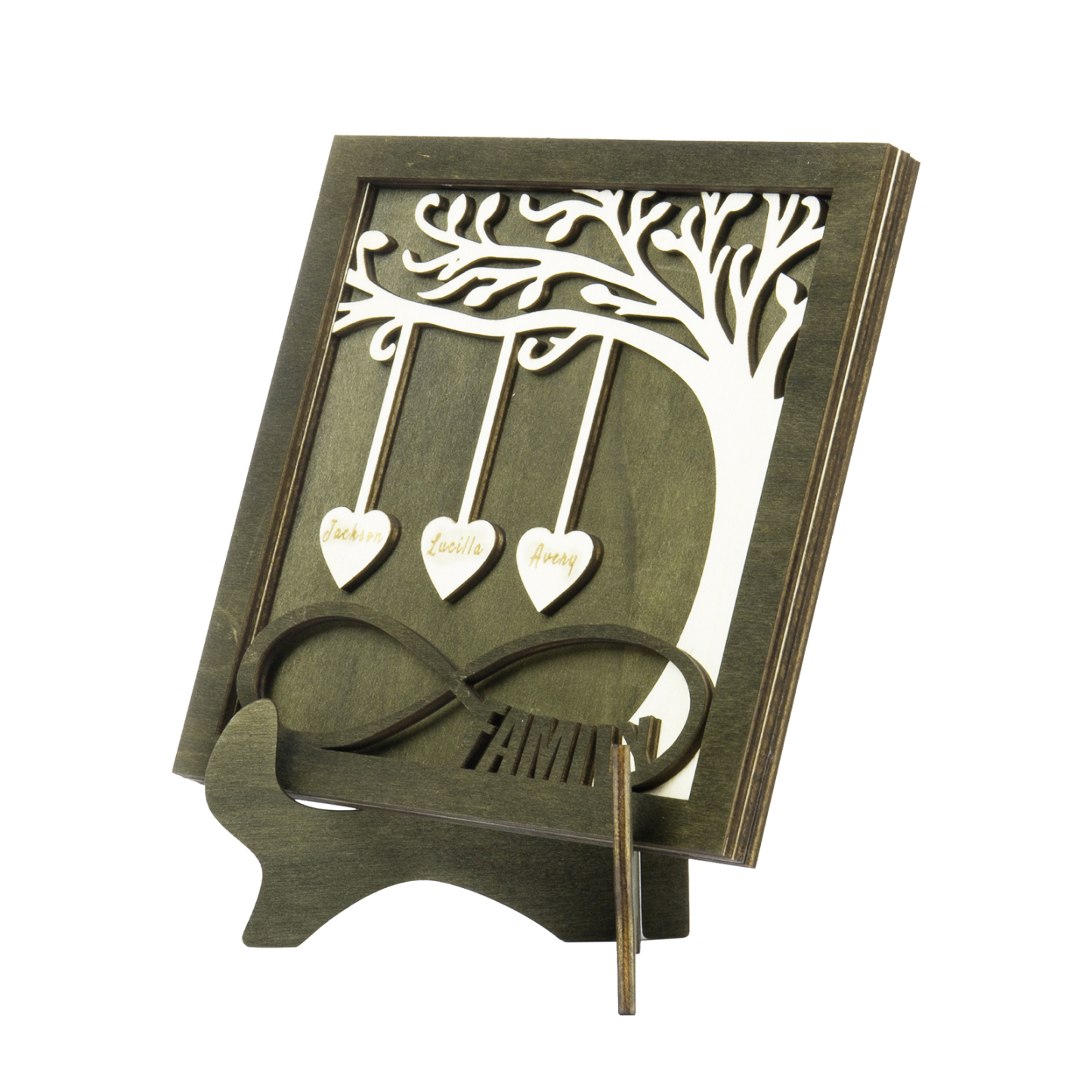 Custom Family Tree Sign with 3 Names Wooden Keepsake Gifts-Jessemade AU