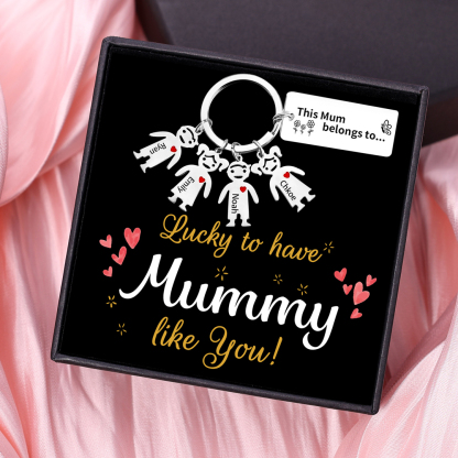 4 Names - Personalised Keychain with Kid Charms Engraved Names Keyring Mother's Day Gift for Nan-Jessemade AU