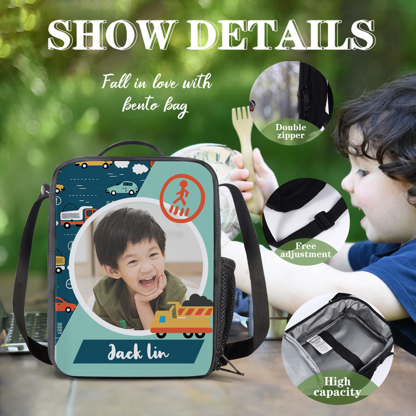 Custom Name and Photo Lunch Bag Personalised Cars Lunch Box Gifts for Kids-Jessemade AU