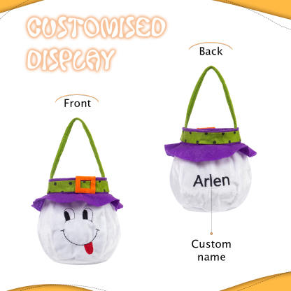 Personalised Halloween Tote Bags with Name Halloween Trick or Treat Candy Bags for Kids-Jessemade AU