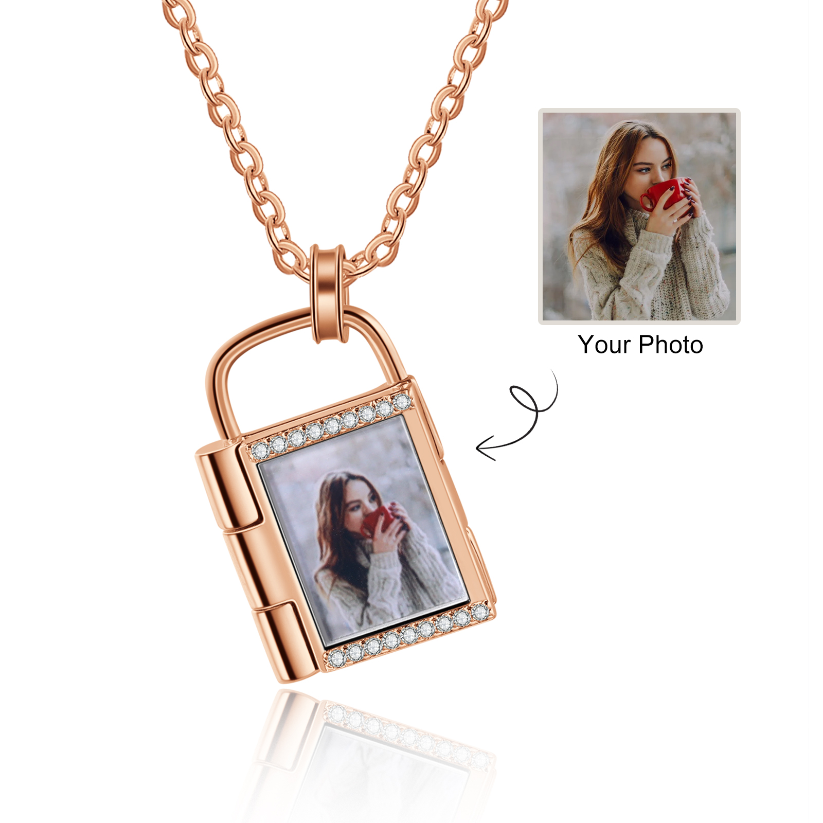 Personalised Padlock Necklace Customised Engrave Photo Love Lock Necklace Romantic Gifts-Jessemade AU