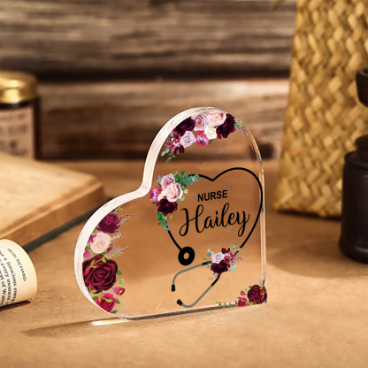 Personalised Acrylic Heart Keepsake, Custom Name Stethoscope Ornaments Gifts for Nurse-Jessemade AU