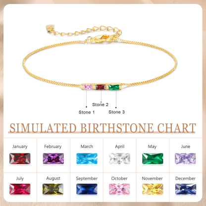 Custom 3 Birthstones Bracelet Gold Adjustable Bracelet Personalised Birthday Gift for Her-Jessemade AU