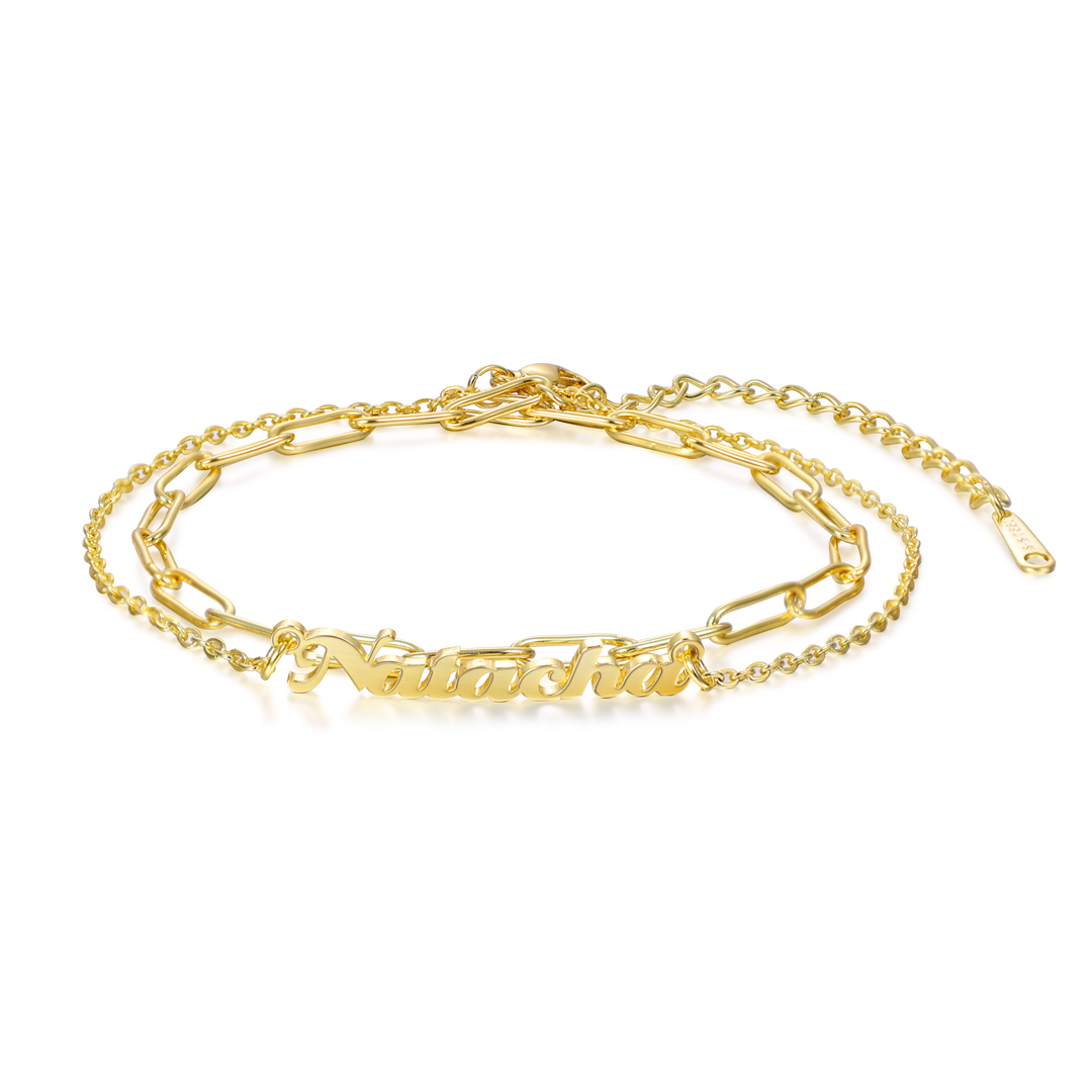 Double Stranded-Personalised Name Anklet For Her