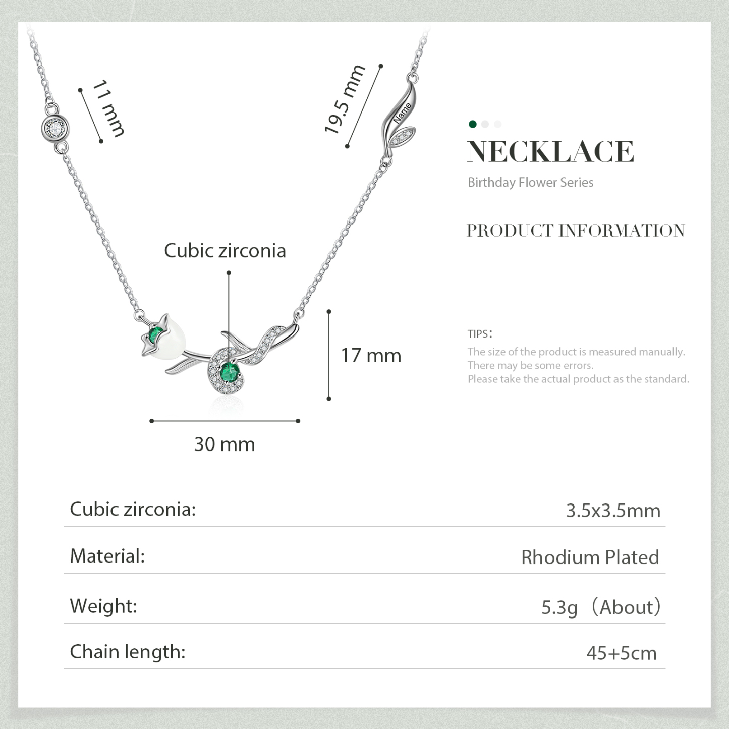 Personalised May Birthflower Necklace With Birthstone Best Gift For Her-Jessemade AU