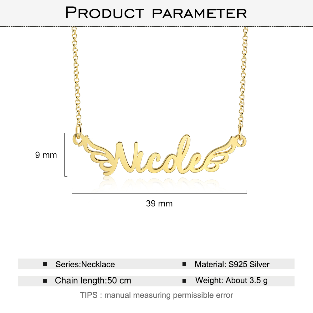 Personalised Wings Necklace Custom 1 Name Necklace Gift For Women-Jessemade AU