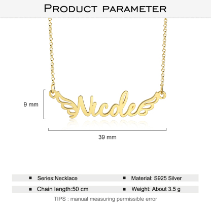 Personalised Wings Necklace Custom 1 Name Necklace Gift For Women-Jessemade AU