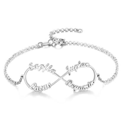925 Sterling Silver Personalised Infinity Name Bracelets Name Bracelet-Jessemade AU