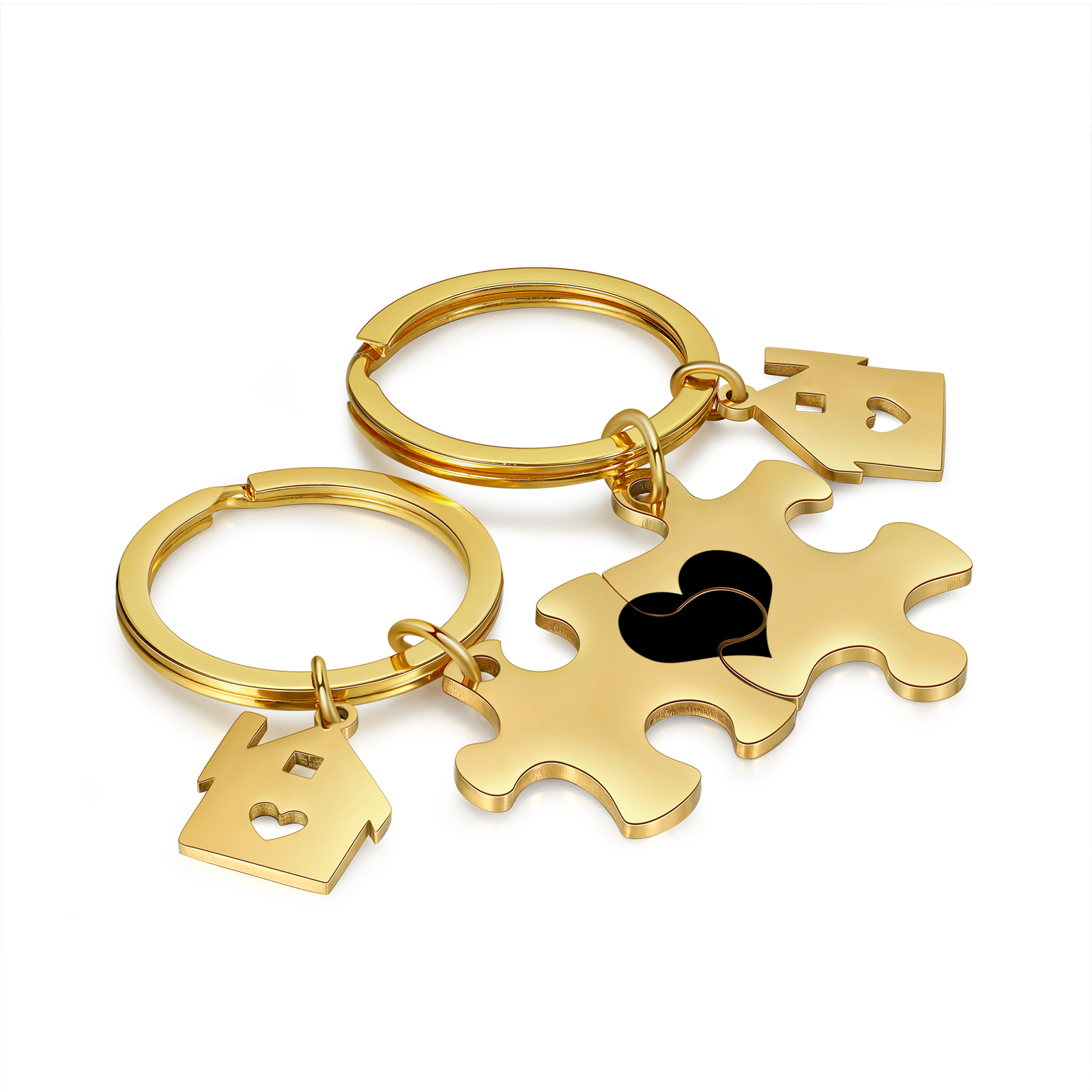 2 PCS Couple Keychain Set Custom 2 Names & Date Keyring Puzzle Keychain Valentine's Day Personalised Gift for Him/Her-Jessemade AU