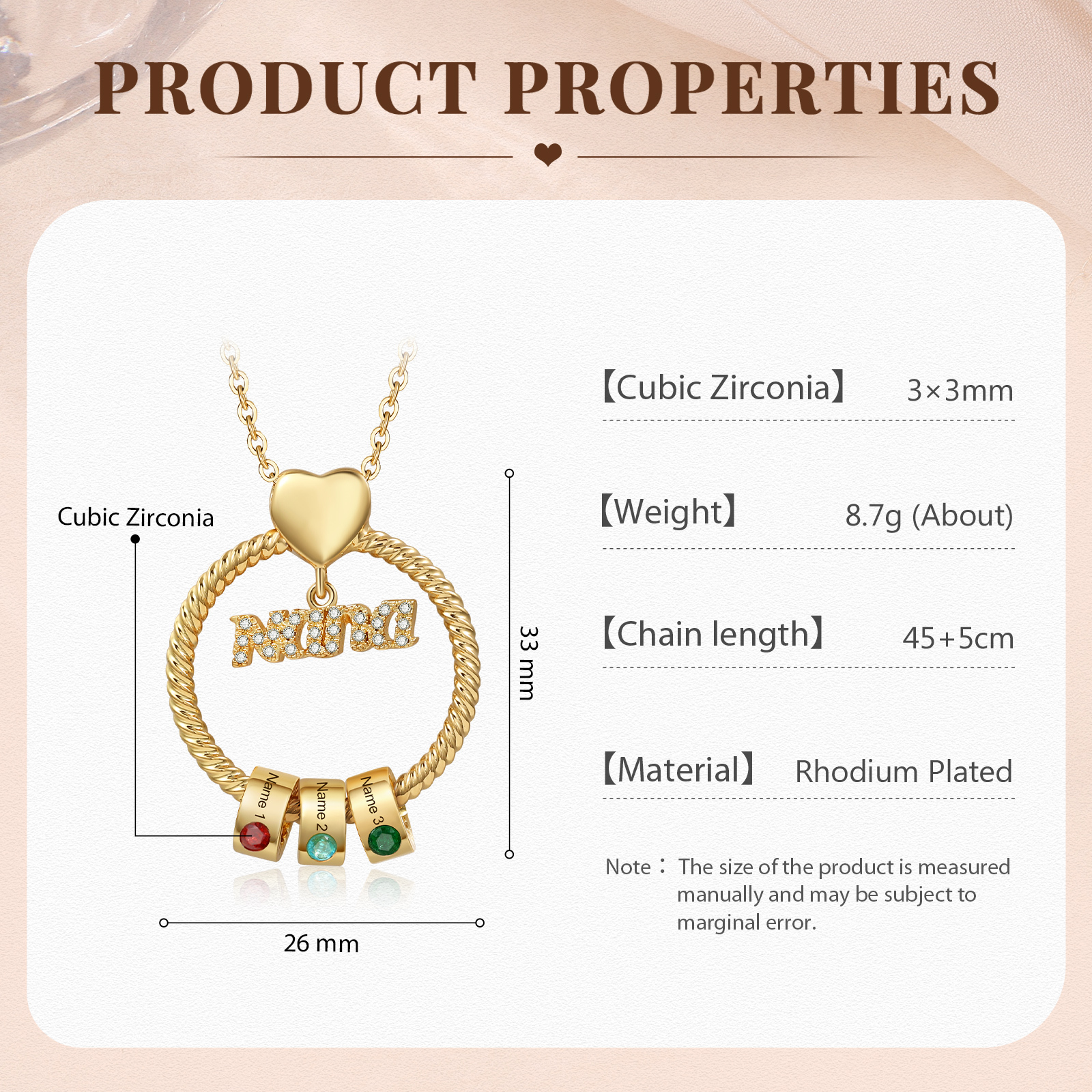 3 Names - Personalised Nana Necklace Custom Names & Birthstones Circle Pendant Necklace Gift for Grandma Nana-Jessemade AU