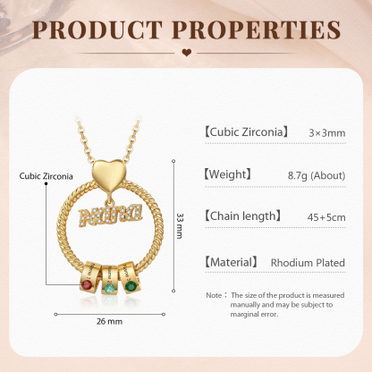 3 Names - Personalised Nana Necklace Custom Names & Birthstones Circle Pendant Necklace Gift for Grandma Nana-Jessemade AU