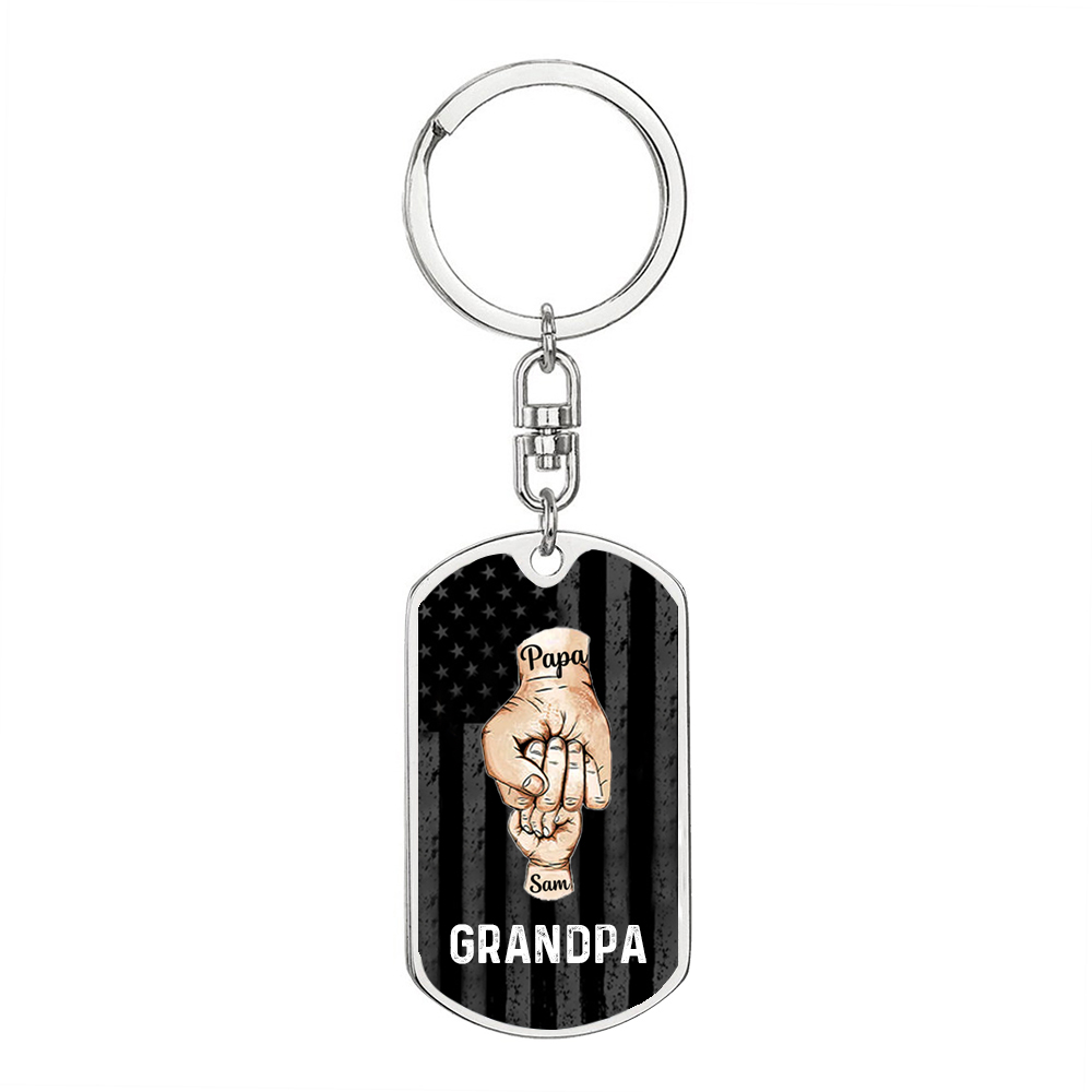 Personalised Fist Bump Keychain Engrave 2 Names For Father/Grandpa-Jessemade AU