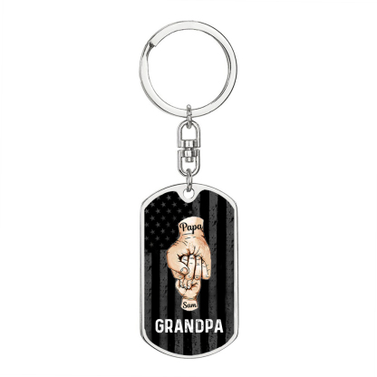 Personalised Fist Bump Keychain Engrave 2 Names For Father/Grandpa-Jessemade AU