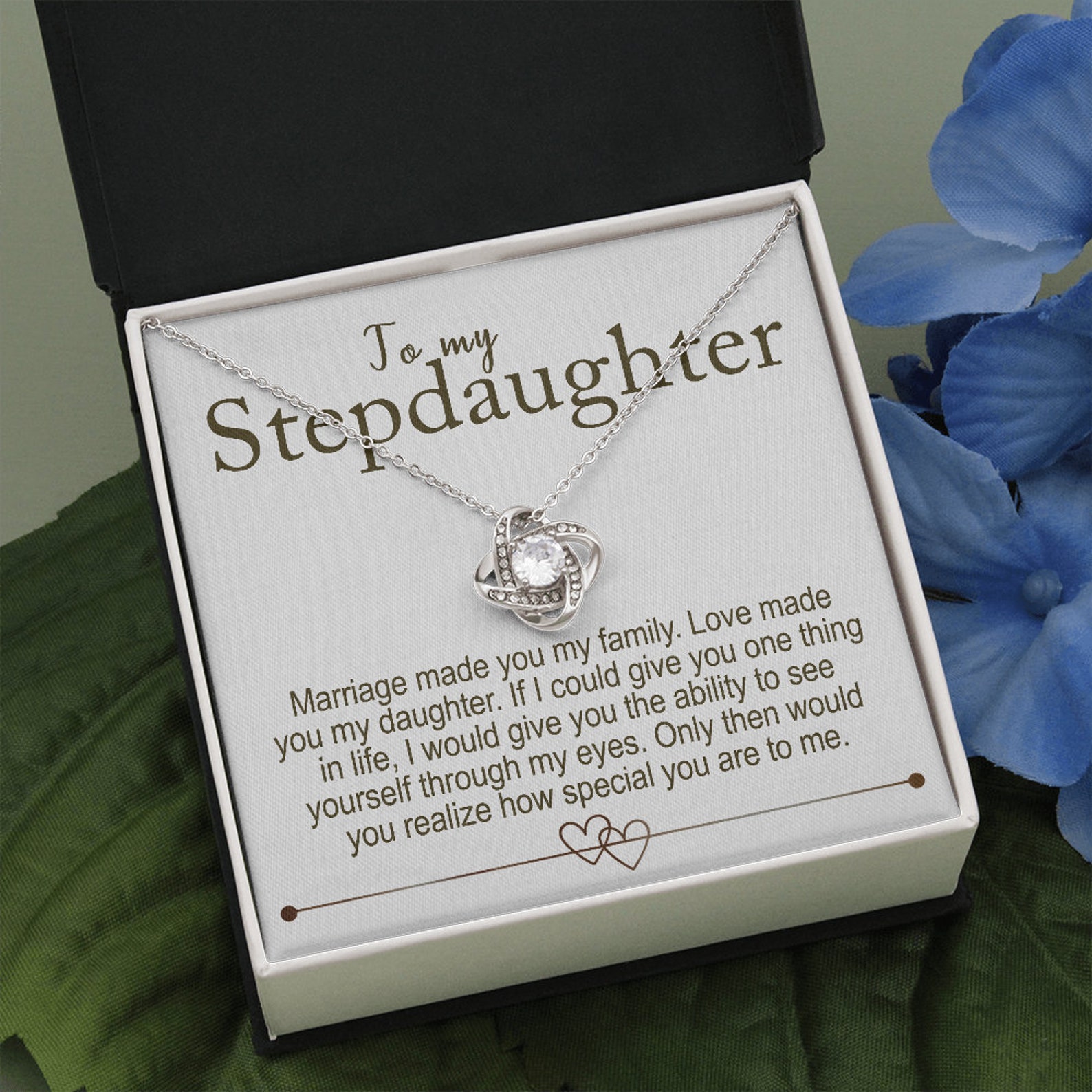 To My Stepdaughter - S925 Love Knot Necklace "Love Made You My Daughter" Gifts For Daughter-Jessemade AU