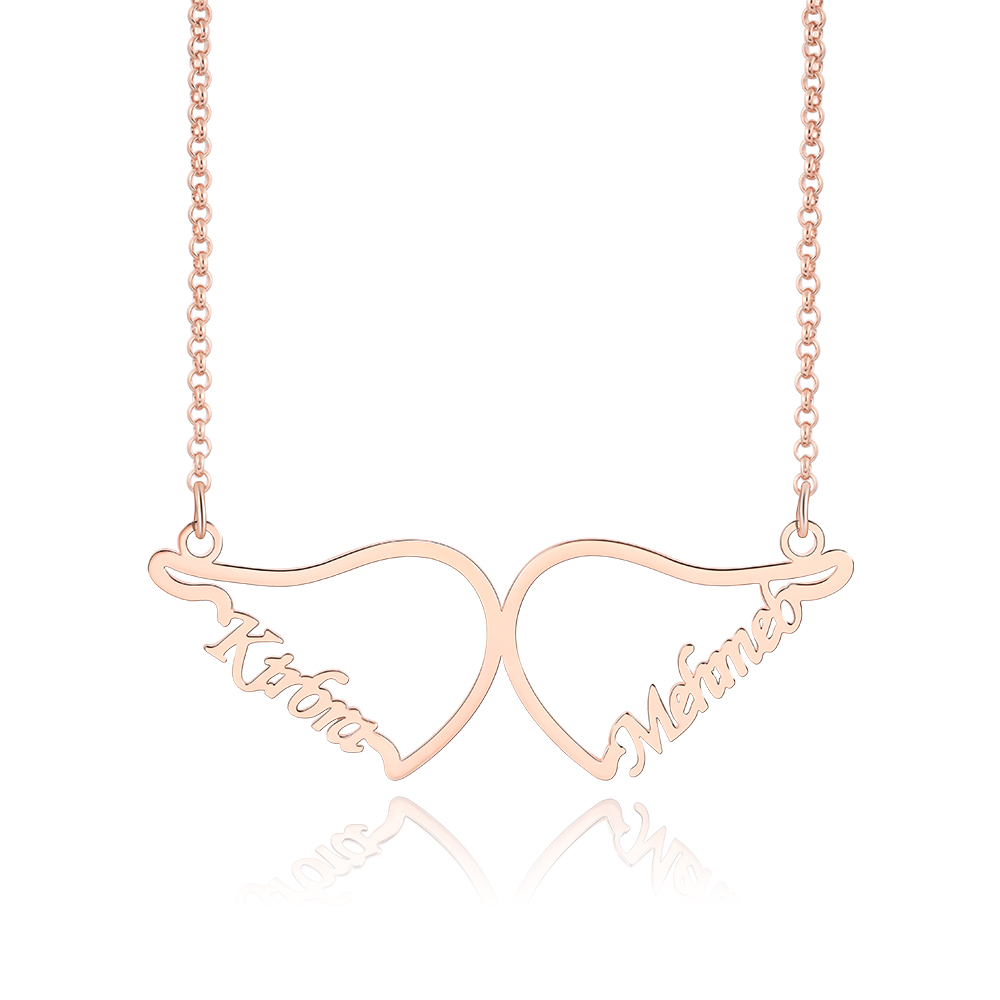 Personalised Wings Necklace Custom 2 Names Necklace Gift For Women-Jessemade AU