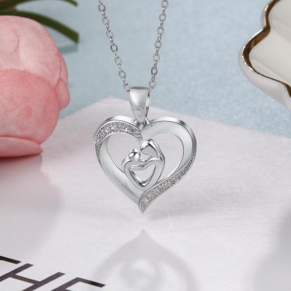 925 Sterling Silver Engraved with 2 Names Love Necklace For Mom-Jessemade AU