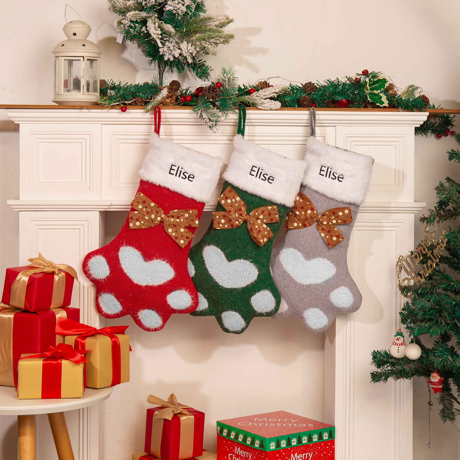 Personalised Christmas Stockings Gift Bag Customised 1 Name Christmas Sock Ornament Gift for Family Friends-Jessemade AU