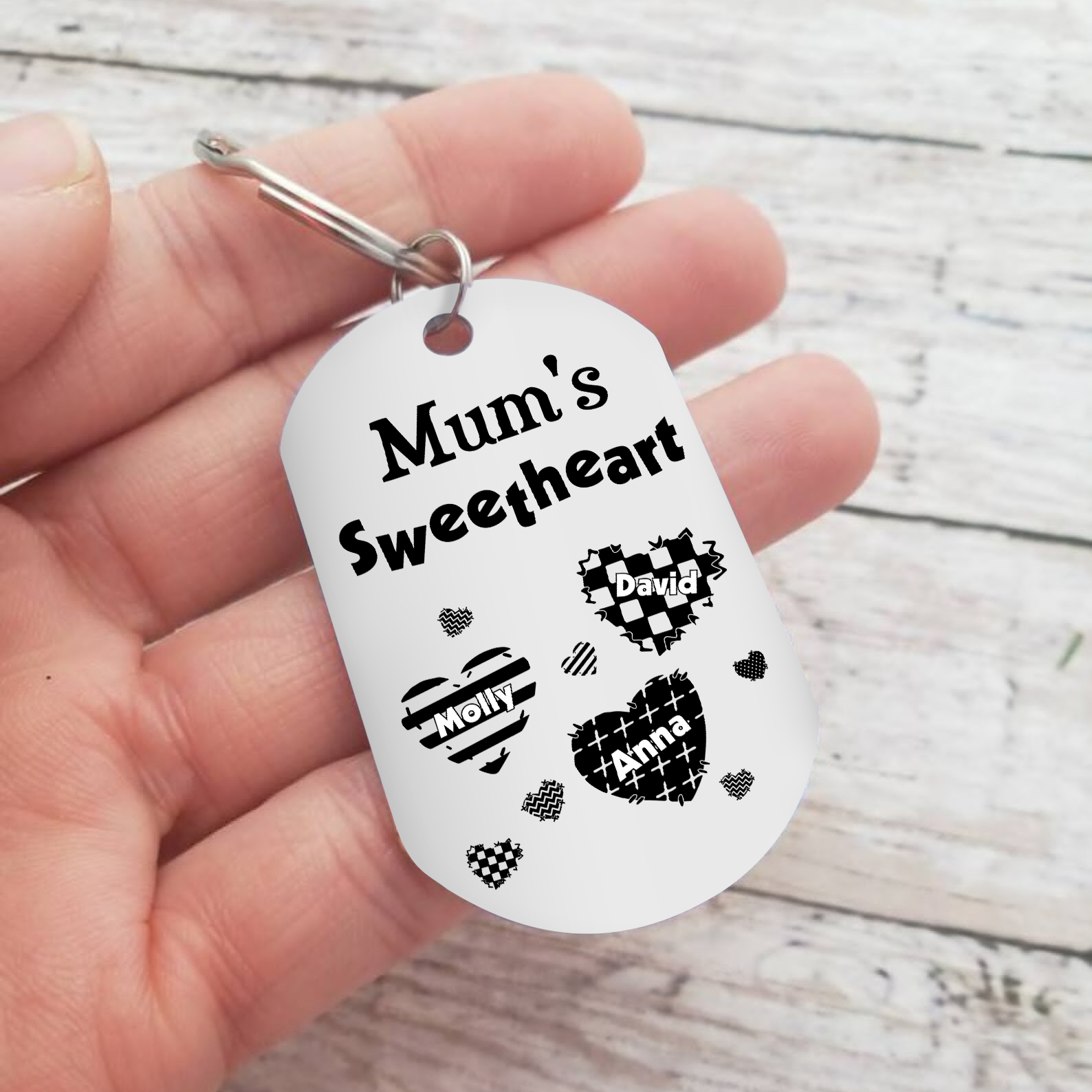 Personalised 3 Names Keychain Hearts Family Keychain Mother's Day Gift - Mum's Sweetheart-Jessemade AU
