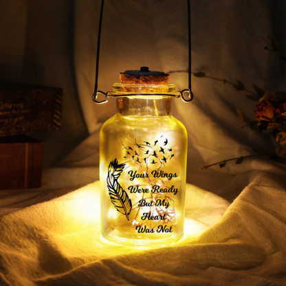 Memorial Jar Night Light Your Wings Were Ready But My Heart Was Not LED Lamp-Jessemade AU
