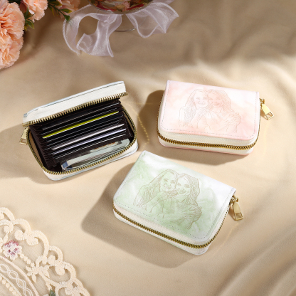 Personalised Women's Leather Wallet Custom Photo & Text Zipper Wallet Accordion Wallet Gift for Her-Jessemade AU